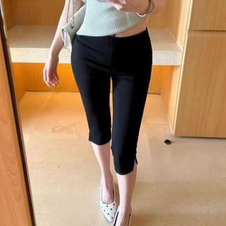 [Hàng mới về] Quần Capri Quần co giãn Thiết kế mùa hè xẻ bên Skinny Skinny Slimmer Nhìn thường ngày Quần crop