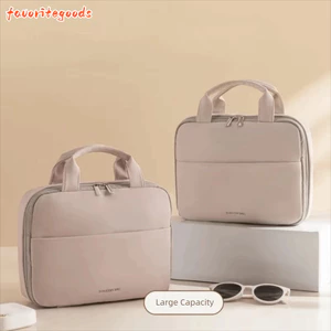 Túi trang điểm FAVORITEGOODS, Túi vệ sinh du lịch chống nước có thể gập lại, Túi đựng đồ du lịch PU dung tích lớn cầm tay Túi đựng mỹ phẩm