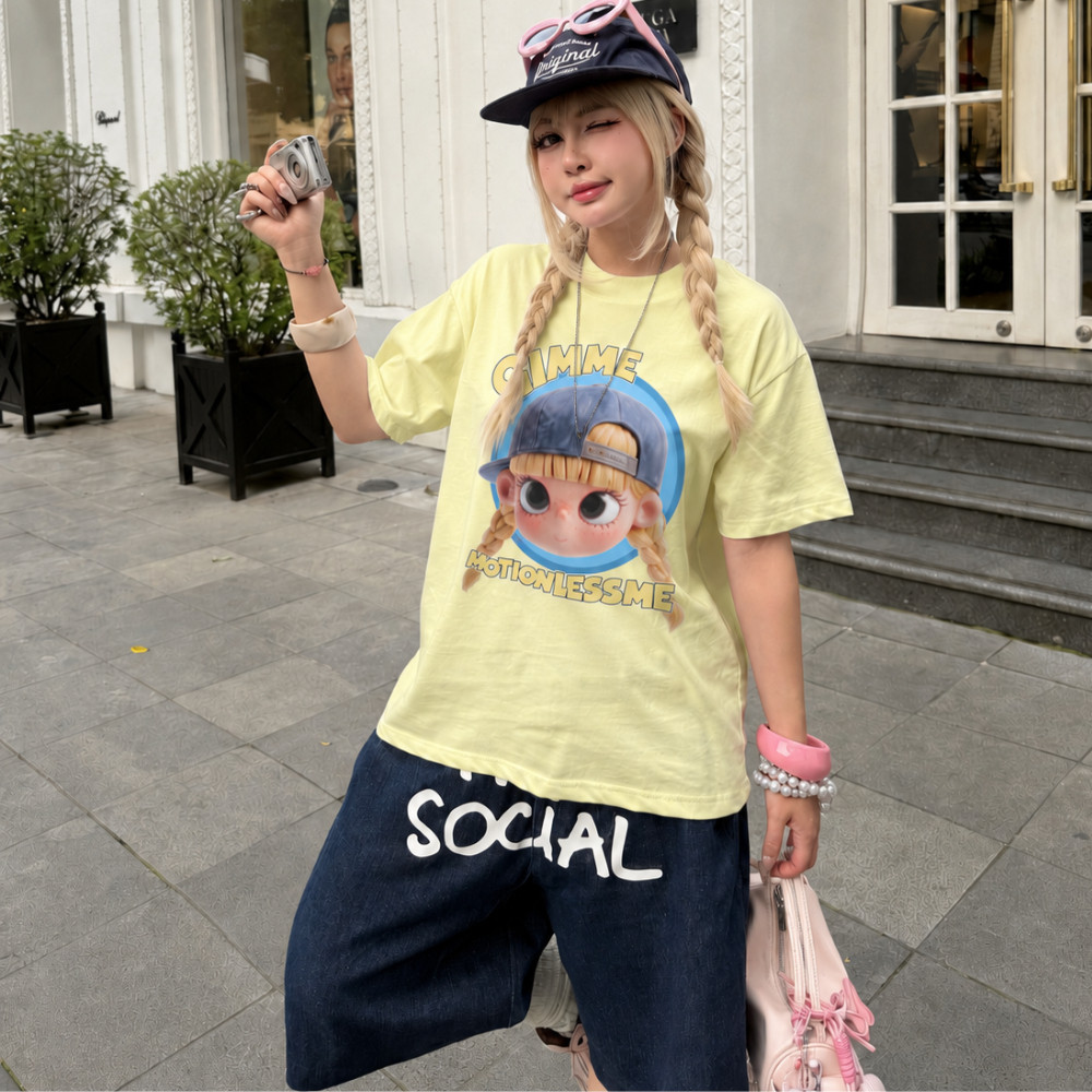 （Giao hàng 24h）Angela Áo Thun Boxy Angela - Hoạt Hình Cartoon - Premium Cotton 220gsm Cotton 2 Chiều - GMBX52