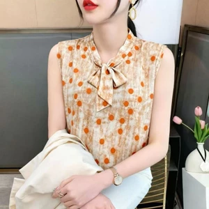 Áo vest in hình chấm bi giảm béo giản dị thời trang mới mùa hè dành cho nữ