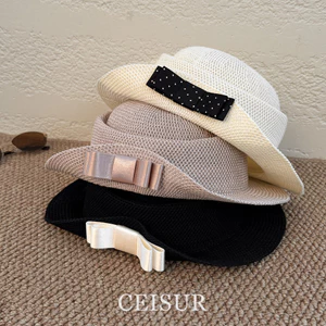 Pháp Hepburn Phong Cách Nơ Ống Hút Nón Retro Thanh Lịch Con Gái Phong Cách Top Hat 2026 Phong Cách Mới Mũ Chống Nắng Nữ
