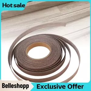 Belleshopp CHICIRIS Dải dán Veneer gỗ óc chó màu đen CHICIRIS Sắt dán sẵn linh hoạt trên cuộn viền có keo nóng chảy tự dính cho kệ nội thất tủ Ván ép MDF 1,9cm rộng 15m L