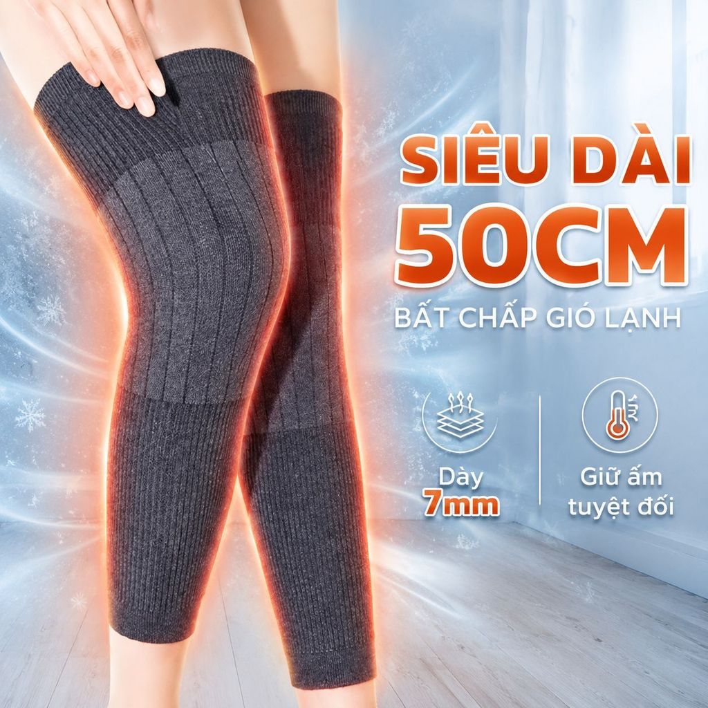 ⚡Ship Nhanh⚡Tất đầu gối dày dặn siêu ấm | Bọc chân dài chống lạnh chuyên dụng | Tất chân giữ ấm cho người già
