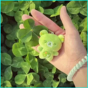HK1 Rilakkuma Plushie Xanh Lá Bốn Lá Cỏ Ba Lá Sang Trọng Móc Khóa Dễ Thương Túi Charm KH1