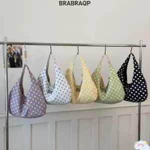 Túi đeo vai BRARAA, Túi xách nữ dung tích lớn thông thường, Túi Tote hai mặt họa tiết chấm bi đi lại hàng ngày