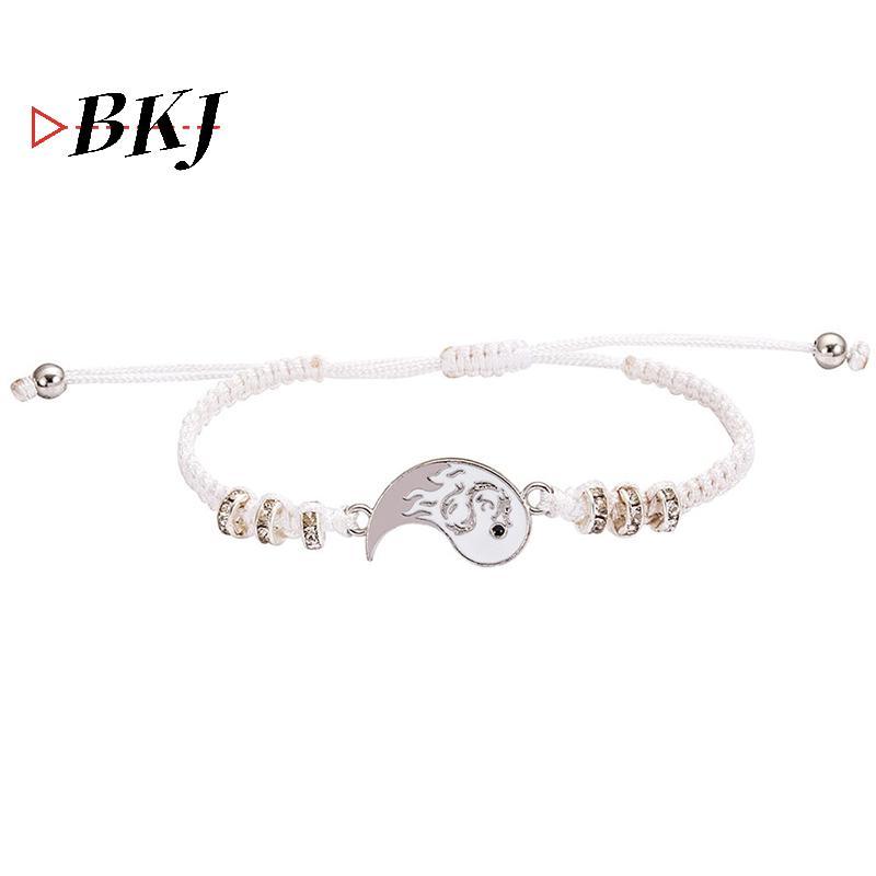 [KJ] Bộ 2 vòng tay bện có thể điều chỉnh Dragon Thái Cực Âm Dương dành cho cặp đôi bạn bè [Mới]