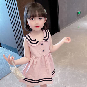 Váy không tay cho bé gái phong cách Preppy dành cho trẻ sơ sinh