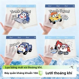 Quần lót bé trai - lụa băng mát lạnh thoáng khí kháng khuẩn in hình xe công trình