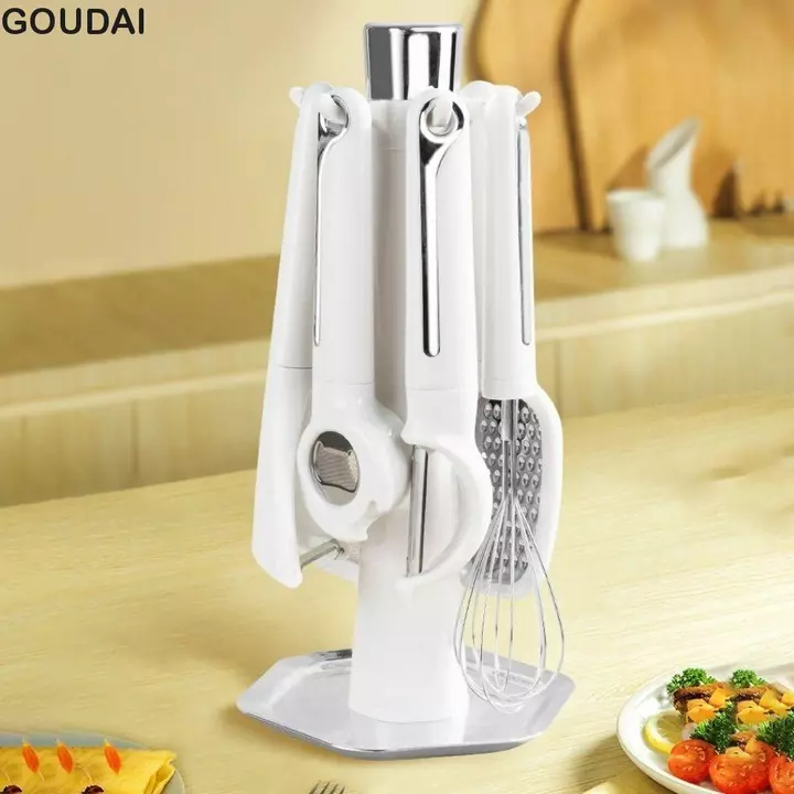 GOUDAI 7 Cái / bộ Bộ Tiện Ích Nhà Bếp, Màn Hình Lọc Bộ Dụng Cụ Nấu Ăn Bằng Thép Không Gỉ, Dụng Cụ Gọt Vỏ Tiết Kiệm Không Gian Gia Đình Có Giá Để Đồ Nhà Bếp