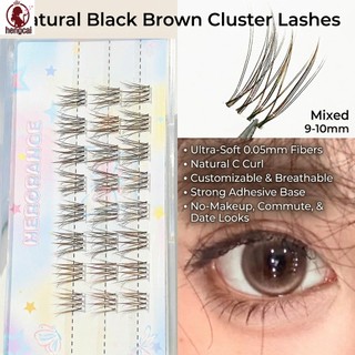 Lông mi giả đơn màu nâu đen tự nhiên mềm mại thoáng khí C Curl 9-10mm Hỗn hợp