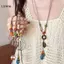 LUImo Phong Cách Trung Hoa Gốm Hạt Mặt Dây Chuyền Nelace Handmade Có Thể Điều Chỉnh Retro Ne Trang Sức Nữ Mặc Hàng Ngày Quà Tặng SBS