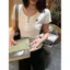Áo thun ngắn tay cổ Henry thêu chữ cho nữ mùa hè Phong cách mới Slim @ -