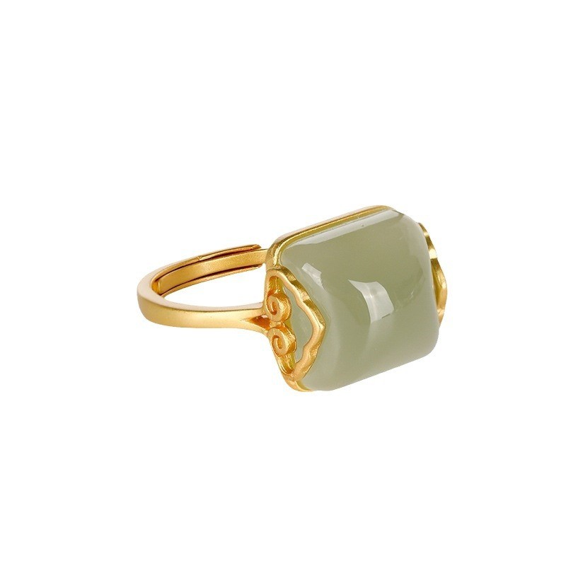 Nhẫn nữ ngọc bích Xiangyun Hetian bạc S925