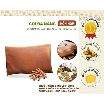 Gối chườm thảo dược chườm nóng lạnh Thiên Nhiên, giảm đau mỏi bụng lưng vai gáy thảo dược