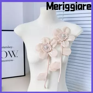 MERIGGIARE Hạt Móng Tay Pha Lê, Thêu Quần Áo Nữ Pin Trâm Phụ Kiện, Quần Áo Trẻ Em Organza Phụ Kiện Quần Áo Hoa Ba Chiều