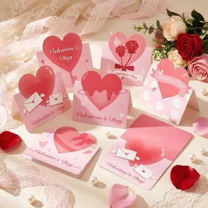 Qixi Thiệp Chúc Mừng Ngày Lễ Tình Nhân Hồng Tình Yêu Gấp Thẻ Giá Trị Cao Cửa Hàng Hoa Cửa Hàng Nướng Bánh Quà Tặng Trang Trí Thẻ 6.26