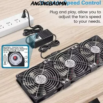 Quạt xả đa chức năng ANGINGBAOMN, Hiệu suất cao với bộ điều khiển tốc độ Quạt thông gió làm mát, Bộ định tuyến quạt làm mát tốc độ cao lưu thông không khí chất lượng