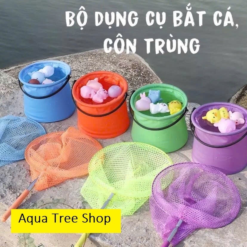 Vợt Lưới Bắt Cá Bằng Inox Cao Cấp Tiện Dụng (cán inox rút ra rút vào rất tiện)