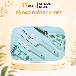 Bộ dao thớt chế biến đồ ăn dặm cho bé MISAN Kitty The Chef đa năng gọn gàng an toàn