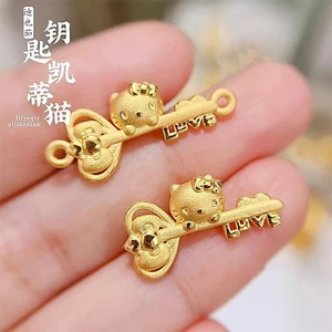 2025 Xuân Hè Chìa Khóa Tình Yêu KT Mèo Mặt Dây Chuyền DIY Phụ Kiện Chuyển Hạt Chạy Công Chúa Cô Gái Trái Tim Vòng Tay