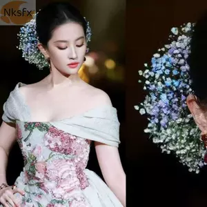 Mũ Đội Đầu Tóc NKSFX Kẹp Tóc, Handmade Nhiều Màu Bầu Trời Đầy Sao Mô Phỏng Hoa, Chất Liệu Hỗn Hợp DIY Hoa Cô Dâu Kẹp Tóc Phụ Kiện Tóc Dự Tiệc