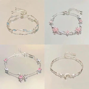 Vòng tay hình ngôi sao hoa anh đào zircon màu hồng, vẻ đẹp quyến rũ và sang trọng