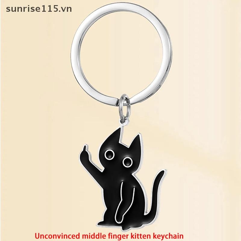 SSVN Convincible Móc Khóa Hoạt Hình Ngộ nghĩnh Thép Không Gỉ Móc Khóa Với Ngón Tay Giữa Lớn Lên Mặt Dây Chuyền Màu Đen Móc Chìa Khóa Ô Tô Quà Tặng Trang Sức.