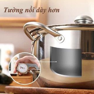 Nồi Inox 304 3 Lớp Đáy Dày - Thiết Kế Thân Lùn Tiện Dụng, Truyền Nhiệt Nhanh, Khuyến Mãi Kèm Vỉ Hấp