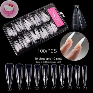 Moonlights 100 Chiếc Móng Tay Dạng Full Cover Gel Khuôn Đầu Móng Tay Nối Dài Tự Làm Móng Tay Phụ Kiện EN