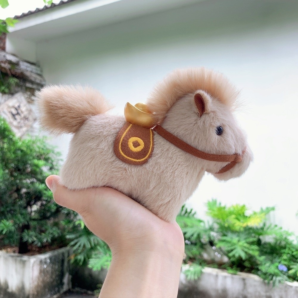 SAVORBOX Sang Trọng Pony Móc Khóa, Yuanbao Pony Thú Nhồi Bông Mặt Dây Chuyền Ngựa Sang Trọng, Mini 10cm Mềm Túi Tóc Dài Mặt Dây Chuyền Quà Tặng
