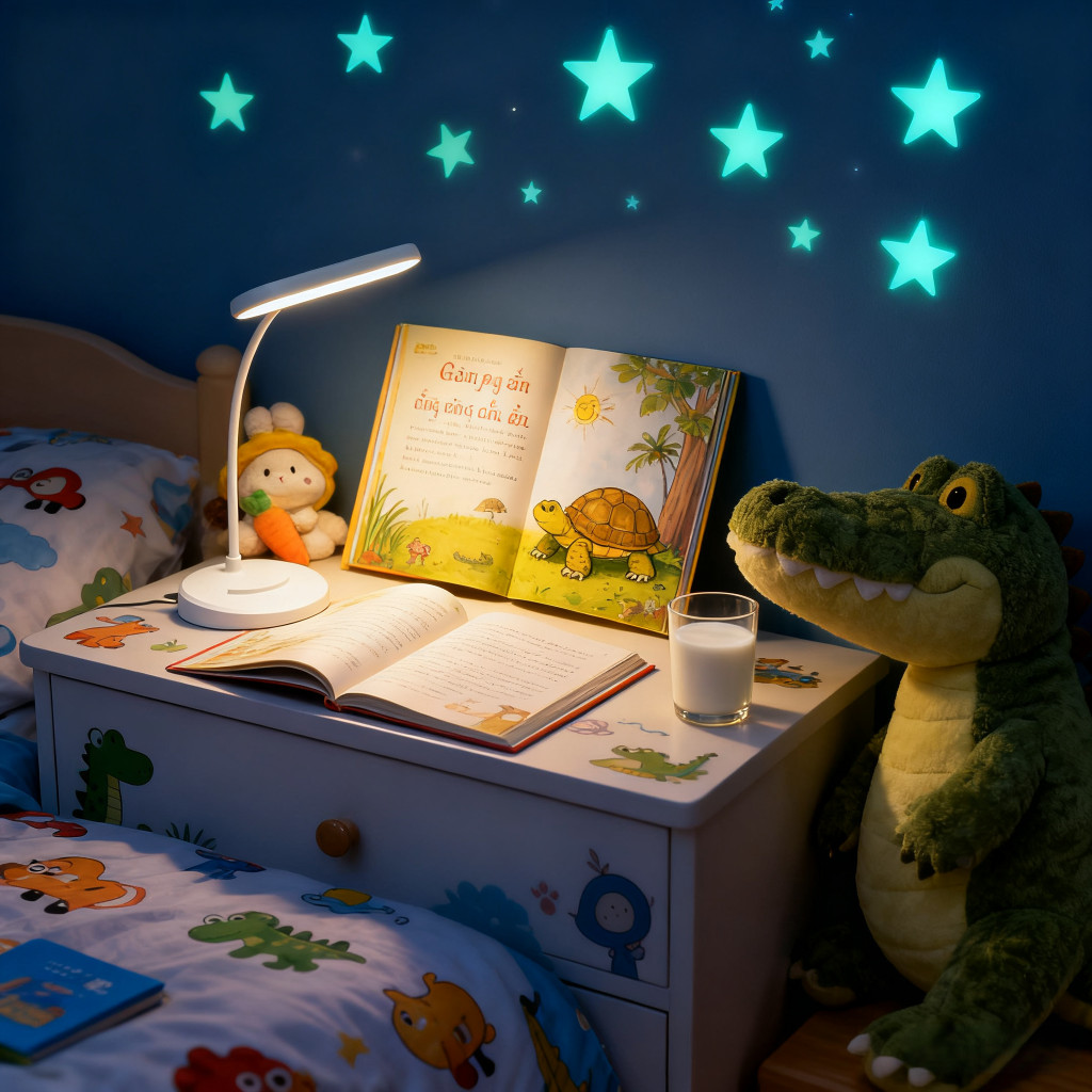 Đèn Học Chống Cận Cao Cấp Bảo Vệ Thị Lực, Đèn Để Bàn LED Chiếu Sáng Phòng Ngủ/Ký Túc Xá, Đèn Học Sinh Có Thể Sạc Điện Thoại