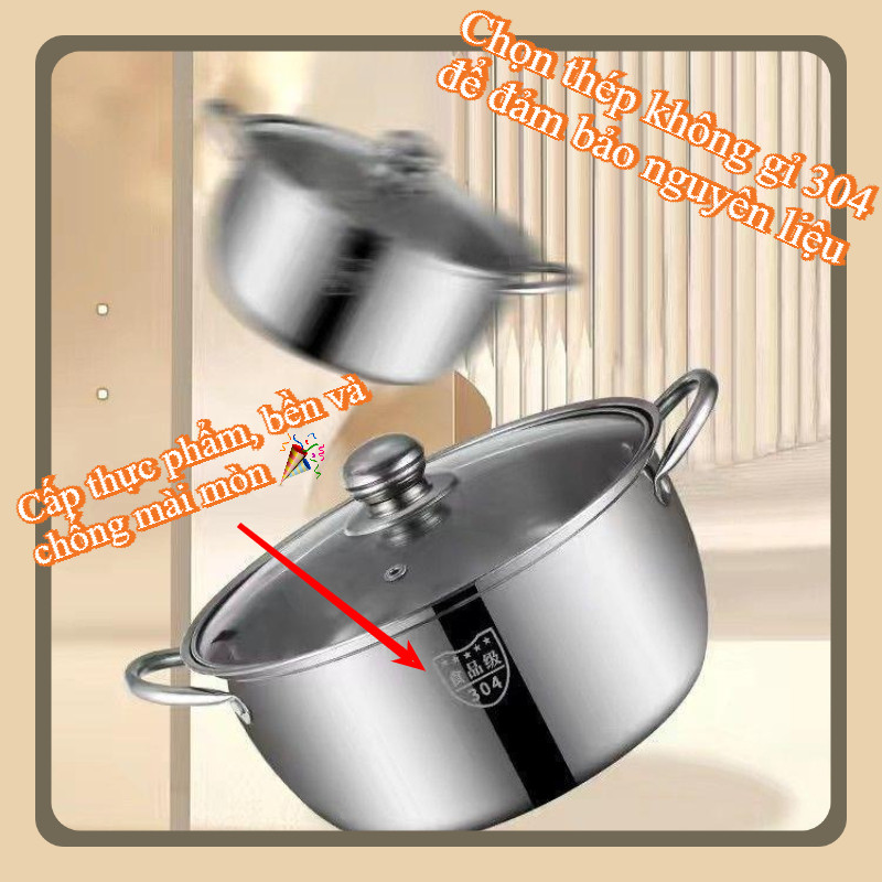 Nồi đa chức năng bằng thép không gỉ 304 dày và cao cho tất cả các loại dụng cụ nấu 18/20/24cm