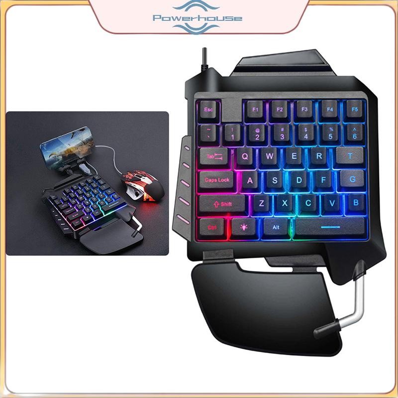 Bàn phím chơi game cơ một tay POWER Bàn phím chơi game di động có đèn nền RGB.