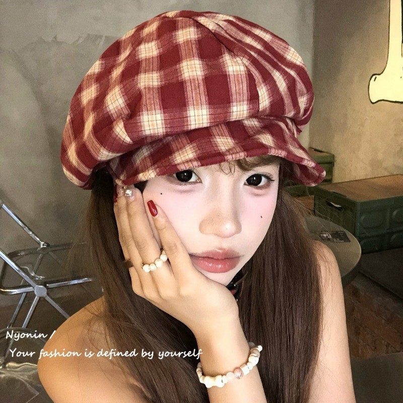 Mũ nồi kẻ sọc cổ điển phong cách Preppy Nhật Bản dành cho nữ