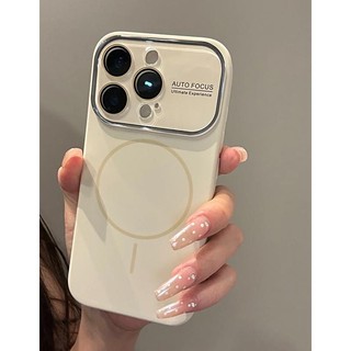 Ốp điện thoại cửa sổ lớn từ tính bằng silicon lỏng sang trọng cho iPhone17 16 15 14 13 12 11 Pro Max Bảo vệ Camera chống sốc Ốp lưng cứng chống rơi