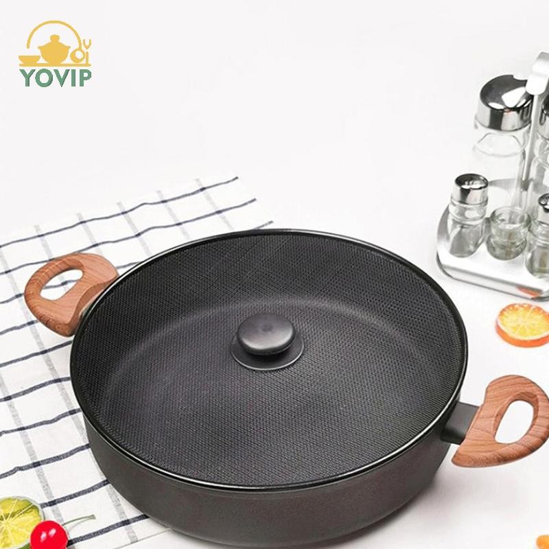 YOVIP Đen Splatter Màn Hình Chống Mỡ Chảo Chiên Dầu Bắn Bảo Vệ Nắp Lưới Mịn Bắn Bảo Vệ Nắp Nắp Dụng Cụ Nhà Bếp VN