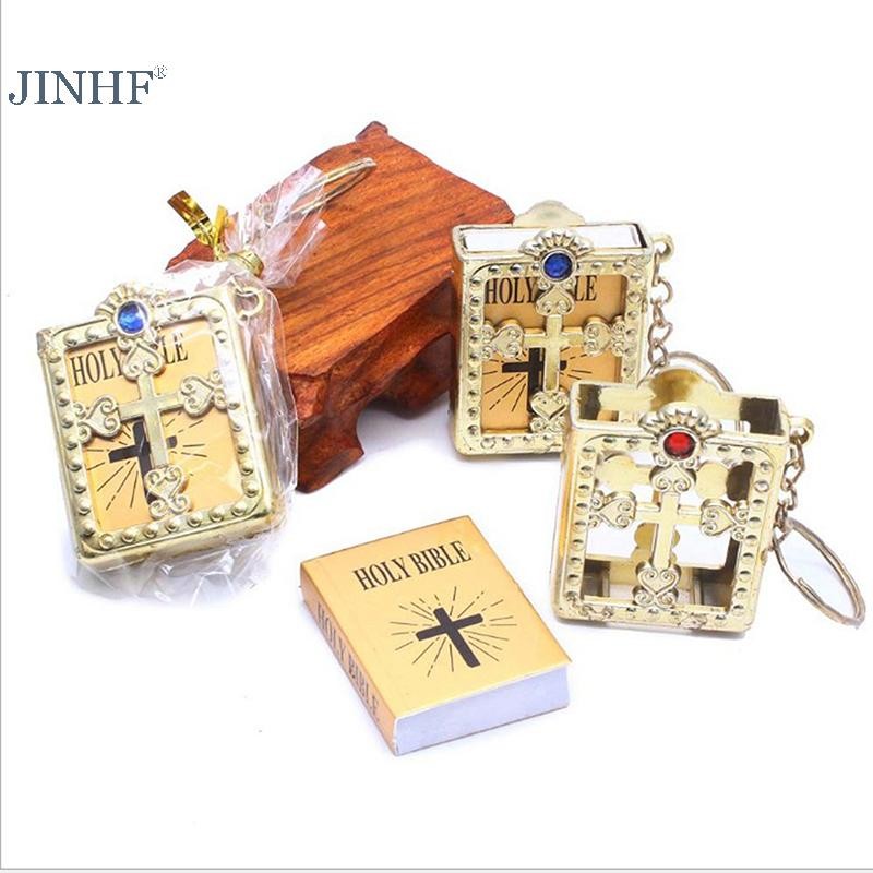 JINHF Sách Kinh Thánh Móc Khóa Trang Sức Deco Quà Tặng Chìa Khóa Mặt Dây Chuyền Thánh Giá Mặt Dây Chuyền HOT