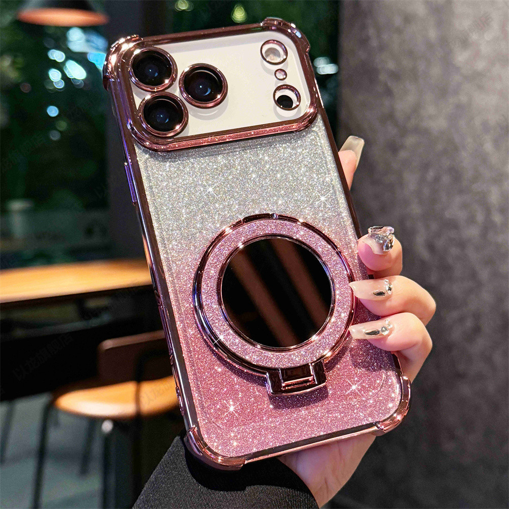 Ốp điện thoại đứng gương cho IPhone 17 Pro Max Air 11 12 13 14 15 16 Pro Max 16 plus Vỏ có Camera Bảo vệ toàn diện Vỏ chống sốc Vỏ cứng Vỏ bảo vệ điện thoại