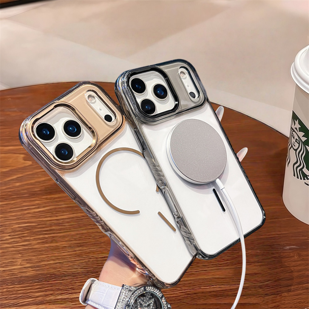 Ốp Điện Thoại Từ Tính Trong Suốt Chống Trơn Trượt Chất Lượng Cao Cho IPhone 17 Pro Max Air 16 15 Pro Max 16 Plus Chống Rơi Bảo Vệ Ống Kính Vỏ Cứng Vỏ Bảo Vệ Điện Thoại