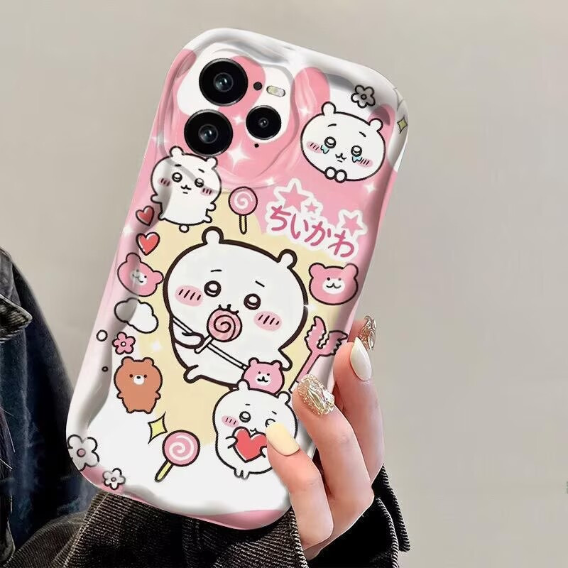 Ốp Lưng Usagi Chiikawa Dễ Thương Cho Samsung A15 A14 A13 A12 A16 A56 A36 A26 A24 A33 A34 A54 A53 A05 A05S Vỏ Điện Thoại Silicon Mềm Vồng Cạnh Ngọc Trai Dây Xích Chống Sốc TPU Thời Trang