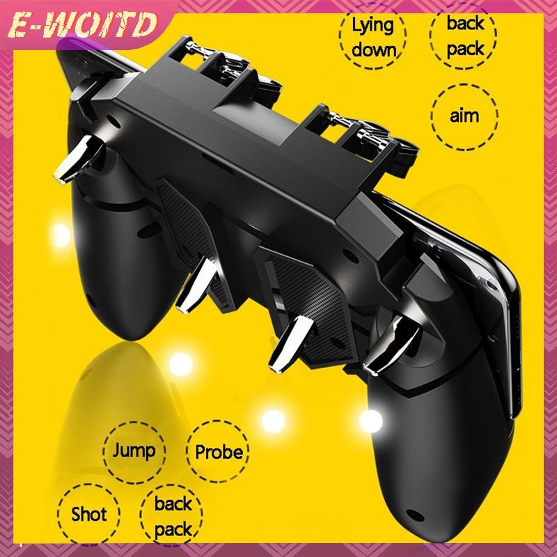 E-WOITD PUBG Bộ Điều Khiển AK66 Tay Cầm Chơi Game Sáu Ngón Tay Kích Hoạt Pubg Kim Loại Kích Hoạt Cần Điều Khiển Pubg Cho IOS Android Điện Thoại Di Động Game Pad E-WOITD