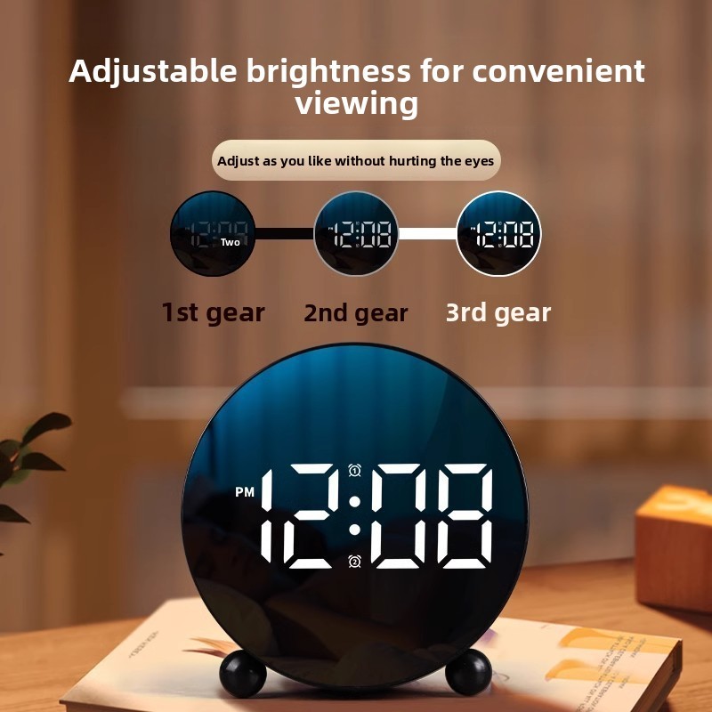 Đồng hồ báo thức điện tử LED tối giản | Mặt gương hiện đại, màn hình lớn dễ đọc