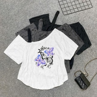 Áo Thun Kiểu Bigsize Nữ, Áo Kiểu Lệch Vai In Hình Dễ Thương Xinh Xắn Vải Xước Mềm Chubby A316