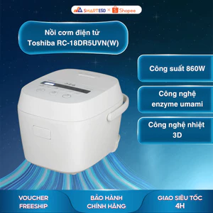 Nồi cơm điện tử Toshiba RC-18DR5UVN(W) 1.8L, 860W - Bảo hành chính hãng 12 tháng [Hỏa tốc Hcm]
