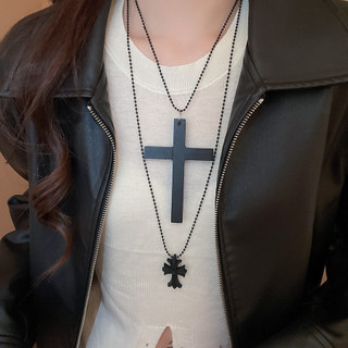 Vòng cổ mặt dây chuyền chéo đính cườm phong cách Gothic, phù hợp cho nữ, thiết kế thời thượng