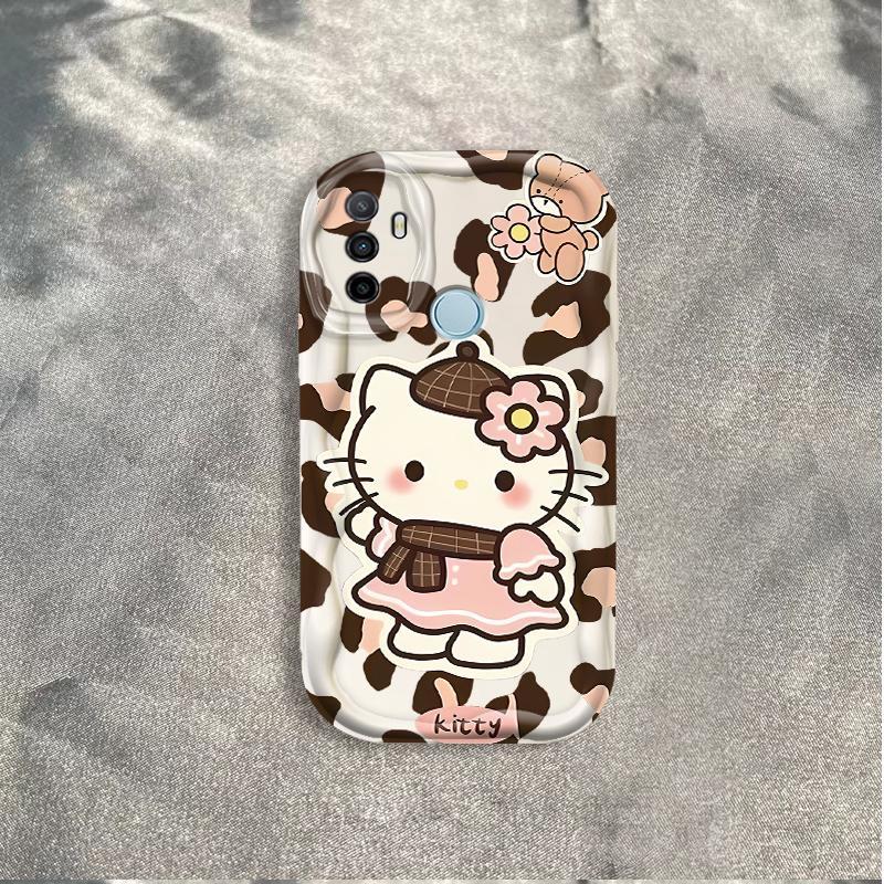 Ốp Silicon Hoạt Hình Cho OPPO A53 A33 2020 A32 Điện Thoại Thông Minh 3D Mềm Ốp lưng TPU Họa Tiết Da Báo Kitty Ốp Lưng Chống Sốc