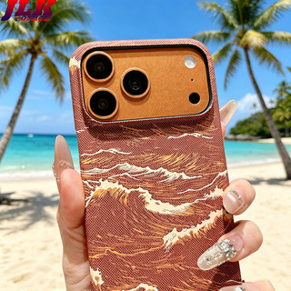 [JLK] Ốp từ tính họa tiết Kevlar bằng sợi Carbon sóng biển sang trọng mùa hè cho iPhone 17 Air 16 15 14 Plus 13 12 11 Pro Max Ốp lưng cứng điện thoại chống sốc