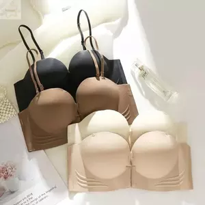 AWNGD Push Up Bra, Áo ngực có khóa phía trước không trơn trượt, Đồ lót không dây liền mạch thoáng khí gợi cảm ngực nhỏ