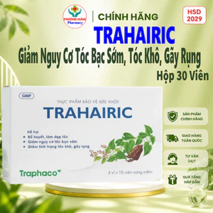 TRAHAIRIC của Traphaco Hỗ Trợ Giảm Nguy Cơ Tóc Bạc Sớm, Tóc Khô, Gãy Rụng - Hộp 30 Viên