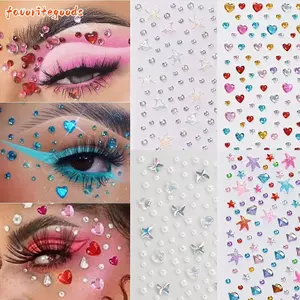 FAVORITEGOODS Nhãn dán kim cương giả, Nhãn dán kim cương giả mặt trong suốt rực rỡ, Đồ thủ công DIY Hình tròn Aurora Hình trái tim huỳnh quang Nhãn dán kim cương pha lê Đề can mặt